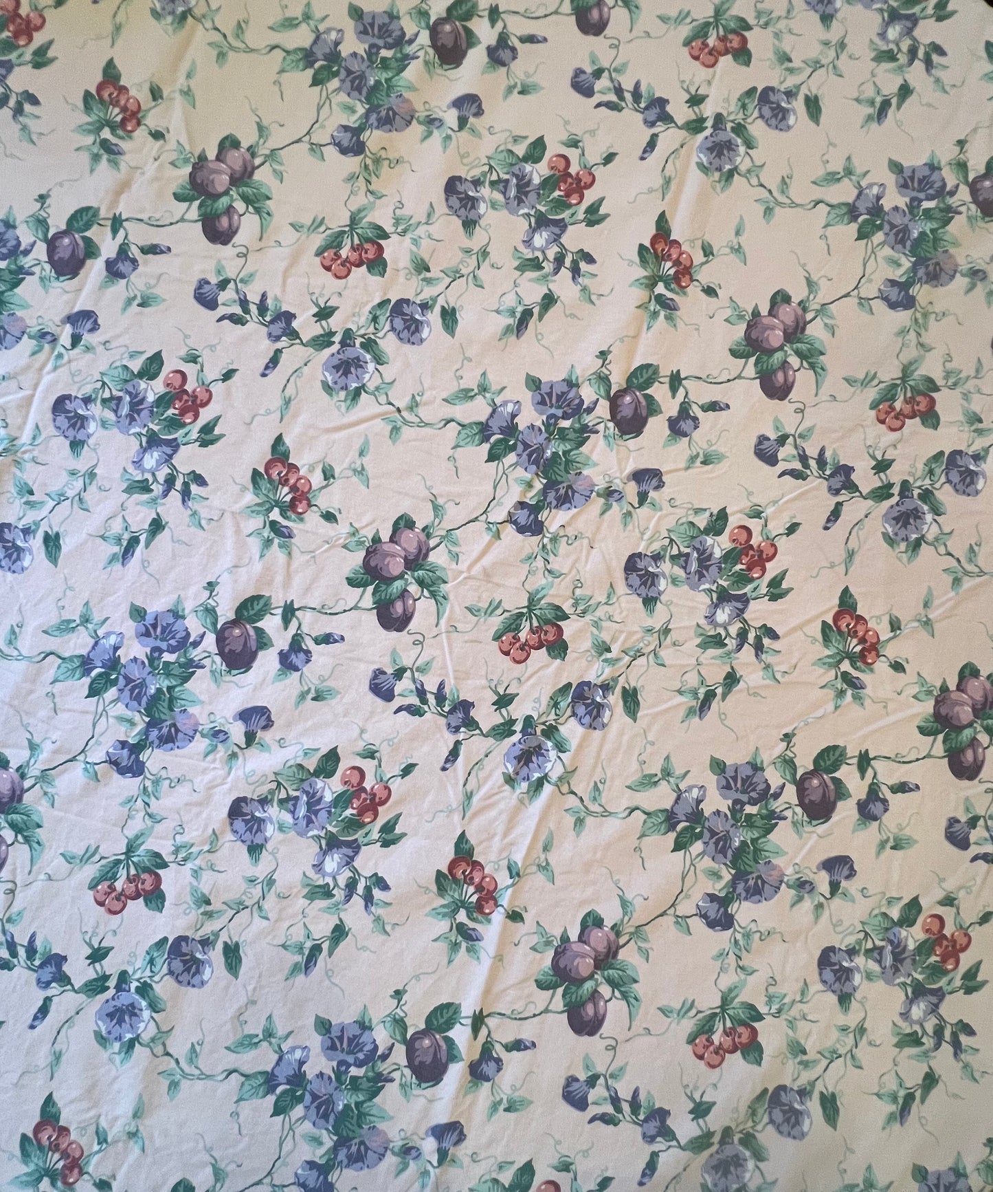 KB Vintage Fruit & Floral Oversized Hemstitched Cotton Tablecloth