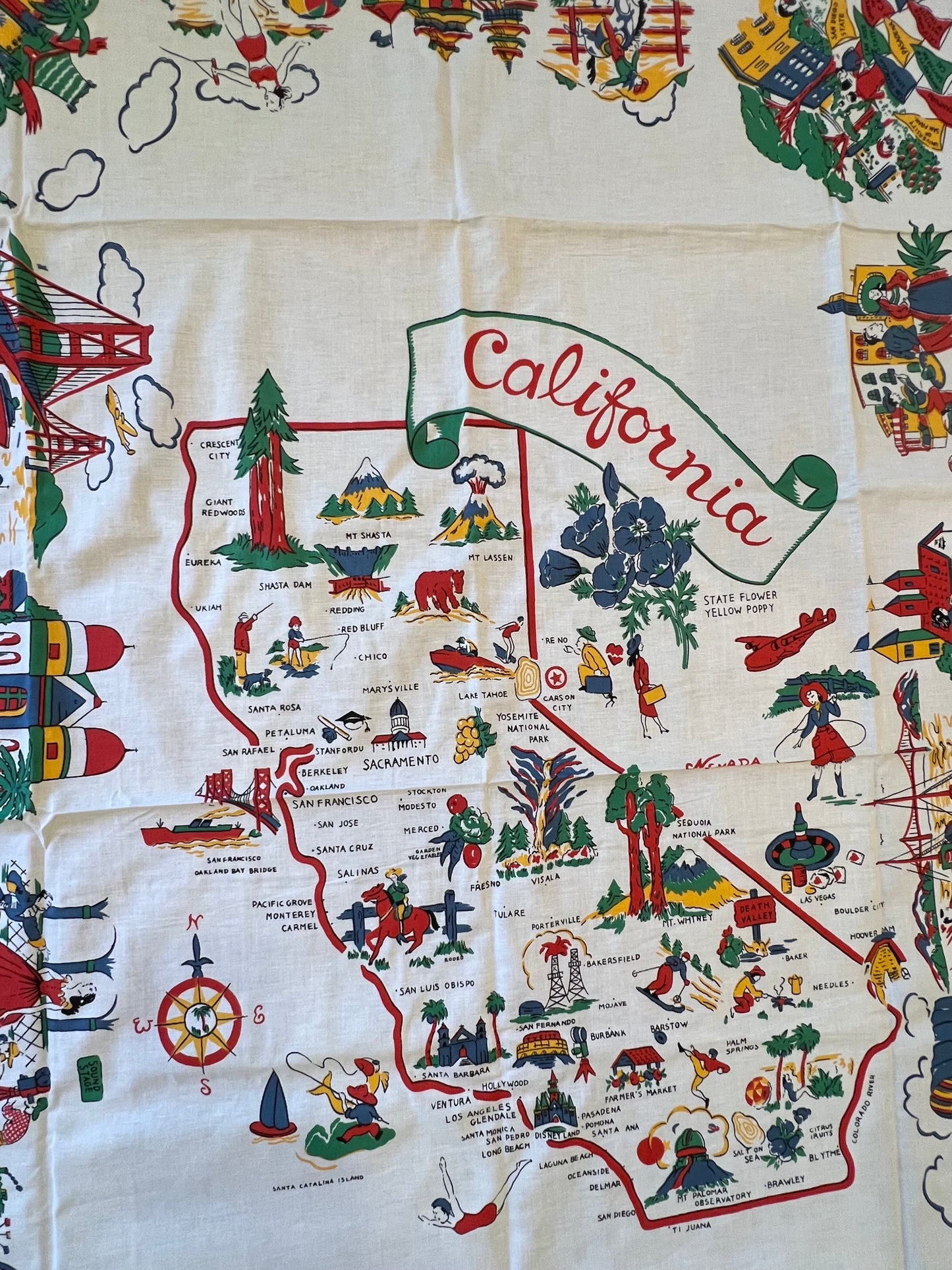 KB Vintage California Map Tablecloth