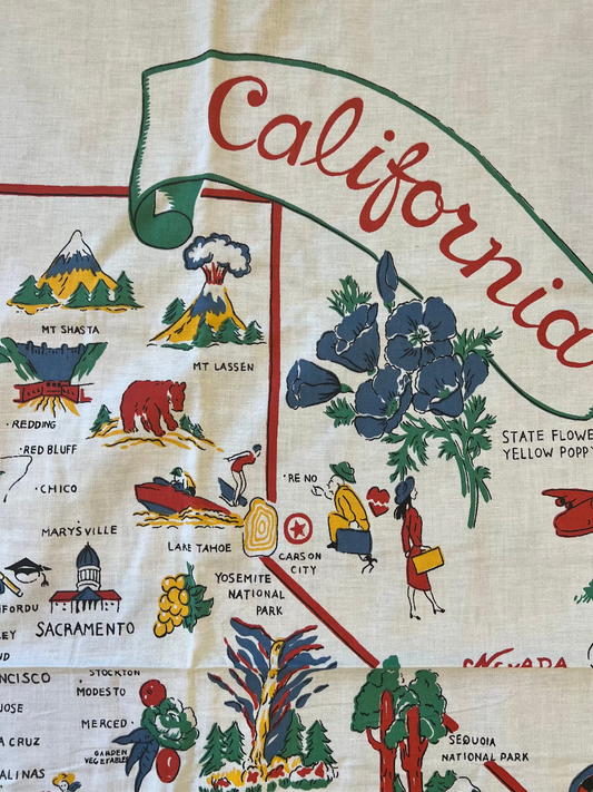 KB Vintage California Map Tablecloth